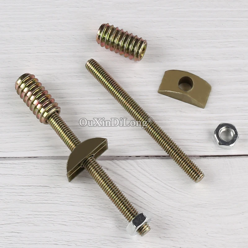 HOT 50Sets 4 in 1 M8*95 Furniture Hardware Bed Connect Screws Nuts & Bolts Sets Cupboard Wardrobe Bed Board Assembly Fittings