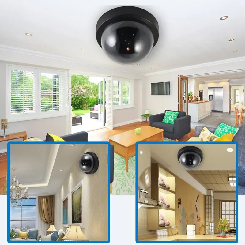 Indoor Fake CCTV Camera Dome Simulation Burglar Alarm Camera Battery Power Security Surveillance Simulated Camera Led Monitor