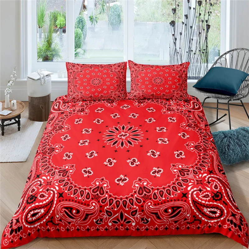 Home Living Luxury 3D Paisley Bandana Print 2/3Pcs Soft Duvet Cover and PillowCase Kids Bedding Set Queen and King EU/US/AU Size