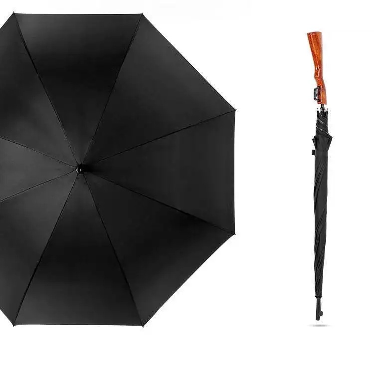 Rifle imitation wooden(plastic) handle gun umbrella sunscreen anti-thunder windproof fiberglass camouflage military long parasol