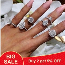 Bague de mariage en argent regardé 925 pour femme, bijoux de doigt, mode femme, 3ct uto AAA cz, promesse, fête, cadeau