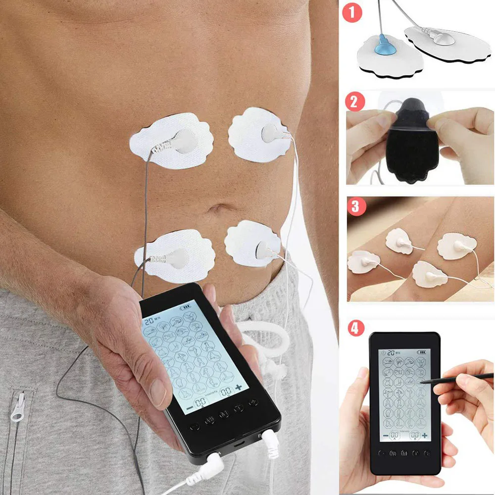 Tens Unit Machine Pulse Massager 28 Massage Modes Rechargeable Muscle Stimulator Device with 6 Large Pads for Pain Relief