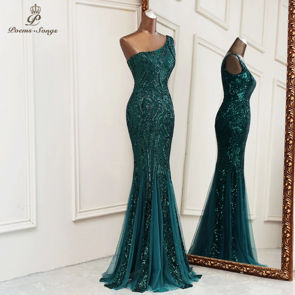 New mermaid evening dresses Sexy one shoulder dresses for women party vestidos de fiesta robe de soiree de mariage