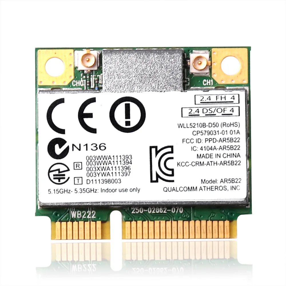 

DUAL BAND Atheros AR9462 AR5B22 Mini PCI-E 802.11N WIFI WLAN CARD Bluetooth 4.0 2.4 & 5Ghz