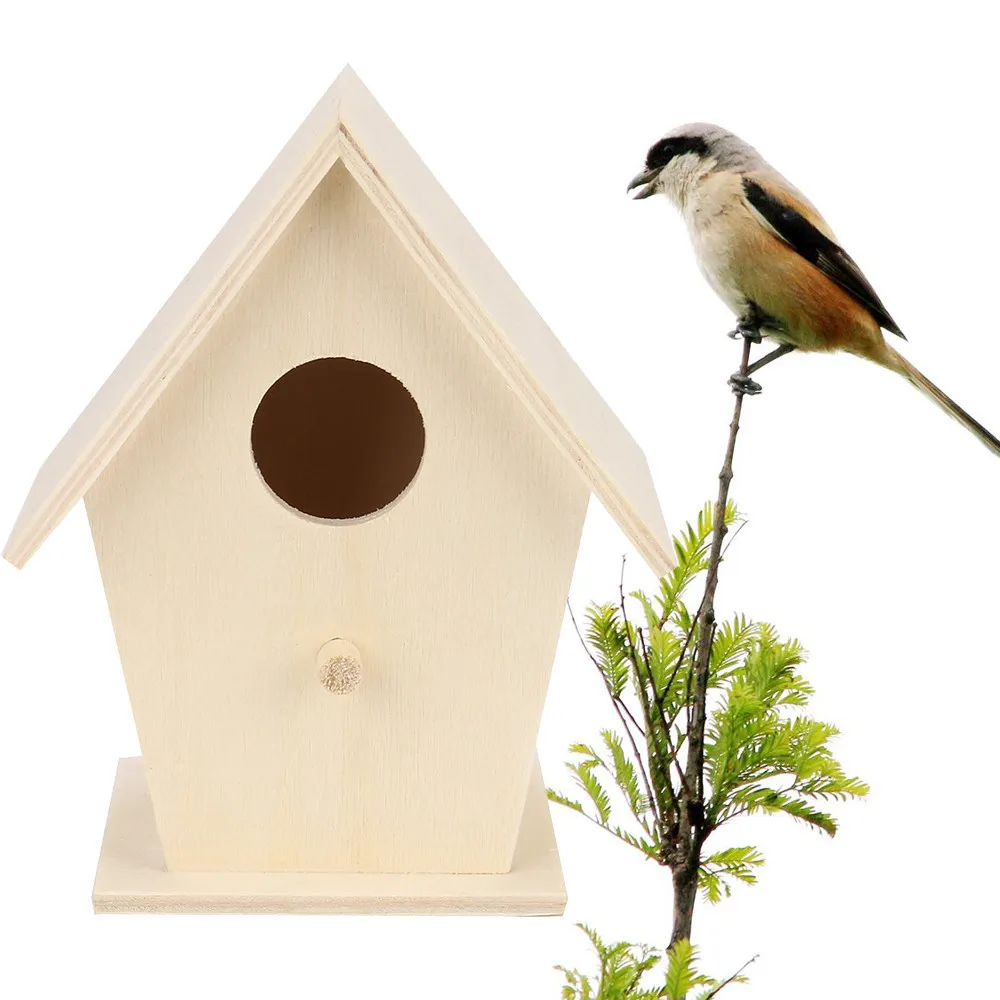 High Quality Wood Birds Nest House Bird House Bird Box Hanging Decoration Creative Wall-Mounted Wooden Outdoor Nest Bird House