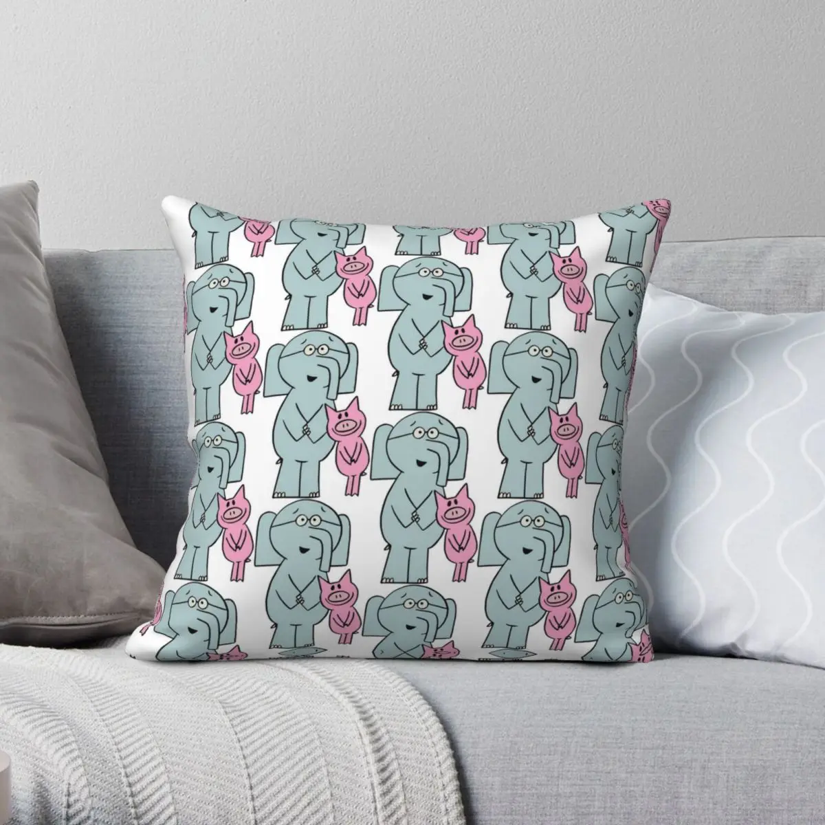 Elephant Piggie Gerald Pillowcase Polyester Linen Velvet Pattern Zip Decor Throw Pillow Case Home Cushion Cover