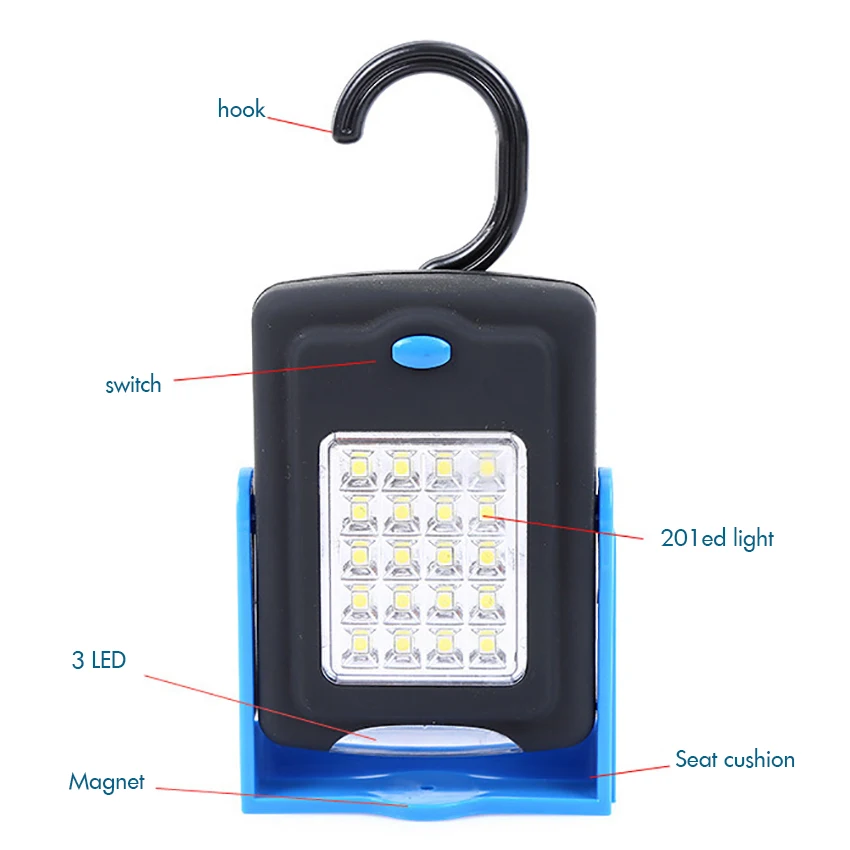 Portable LED Work Light, Magnetic Base & Hanging Hook, 10W Super Bright Flashlight for Car Repairing, Camping, Hiking, Fishing