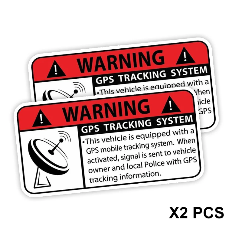 Y315# 2 PCS Warning GPS Alarm System Sticker on The Car Vinyl Decal Waterproof Decoration Car Stickers