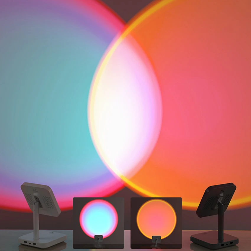Proiettore al tramonto romantico LED arcobaleno luce di proiezione USB lampada al tramonto proiettore supporto stabile luce notturna per la fotografia