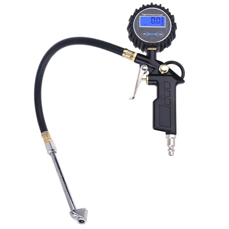 Car Digital Tire Inflator Pressure Gauge with Dual Head Chuck for AUTO RV Truck Motorcycle Bike Car Air Pump Compressor