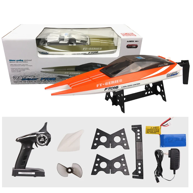 

FT016 Remote Control Boat RC Submarine Fast 30km+ for Boys Kidds Lake Pool Auto Water Cool, As Big as Feilun ft012