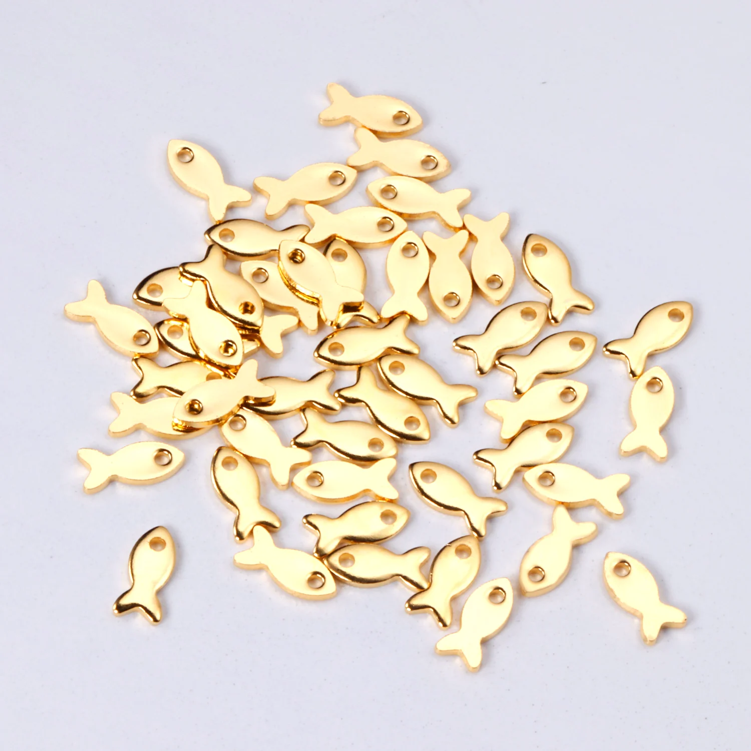 ASON 100pcs/lot Ladies Pendant Fish Shape Pendant Wholesale Stainless Steel For Necklace Bracelet Jewelry Making Supplies