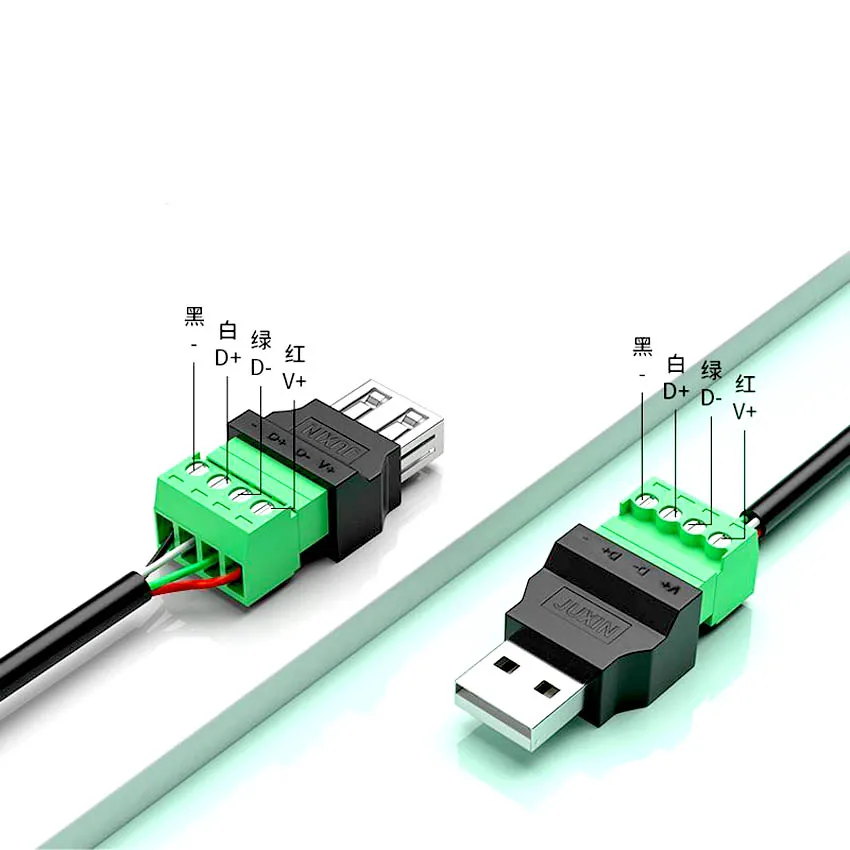 Conector USB 2,0 tipo A hembra/macho A adaptador de enchufe de Terminal de tornillo de 4 pines