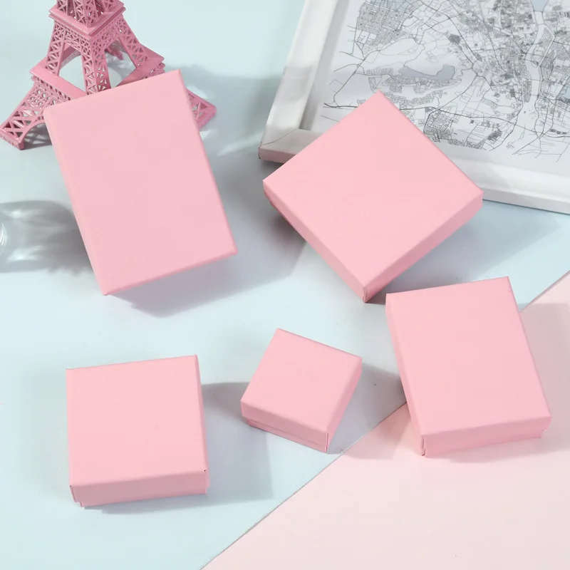 Paper Jewelry Packaging Box Pure Color Craft Paper Boxes for Earring Ring Brooch Package Display Case Gift Package Suppiler