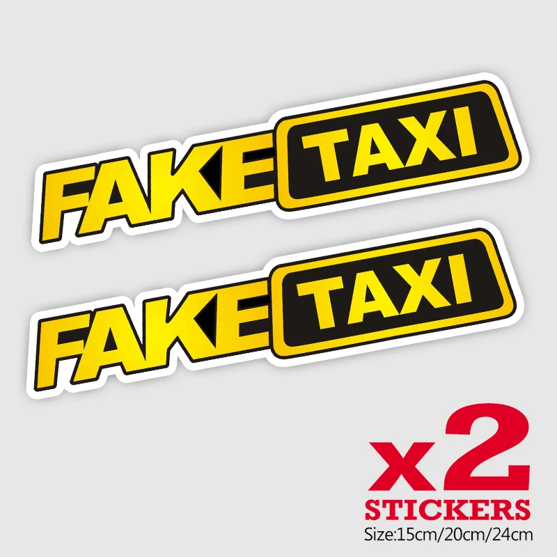 CK21900# 2 Pieces/Pack 15/20/24CM PVC Decal FAKE TAXI Car Sticker Waterproof Auto Decors on Bumper Rear Window Motorcycle