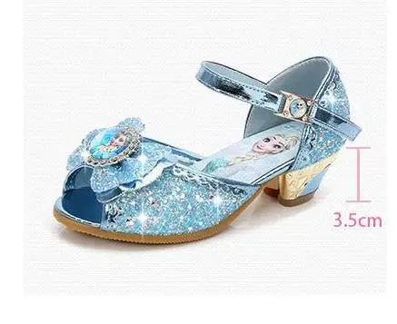Hot Frozen Elsa And Anna Girls Sandals With Glitter Bow Disney Princess Elsa Party Shoes Kids Dress Shoes