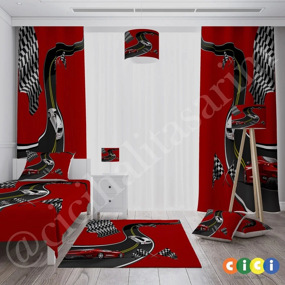 Red Floor, Driveway, the Curtain child cartoon blackout curtains