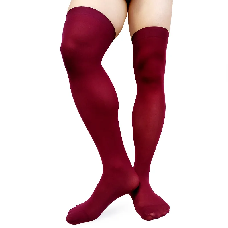 Over Knee Men Socks Solid Color High Stretch Long socks Dress formal Stocking Sexy Socks Hose Gift for Male Breathable Fashion