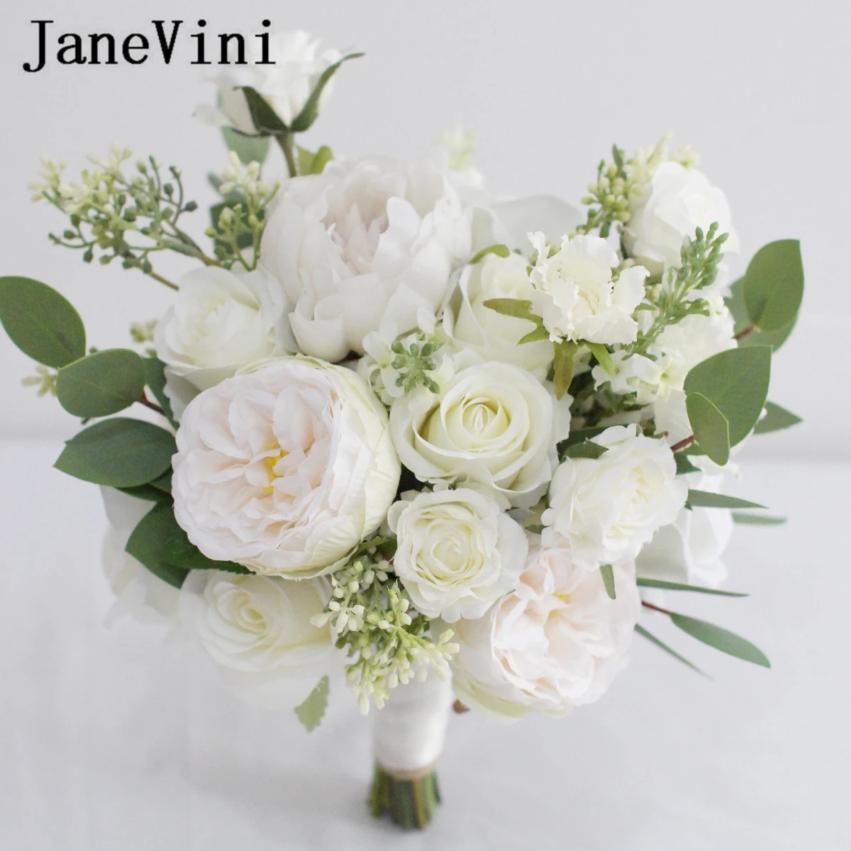 JaneVini-ramos de flores artificiales de seda, Hortensia, tacto Real, accesorios de boda