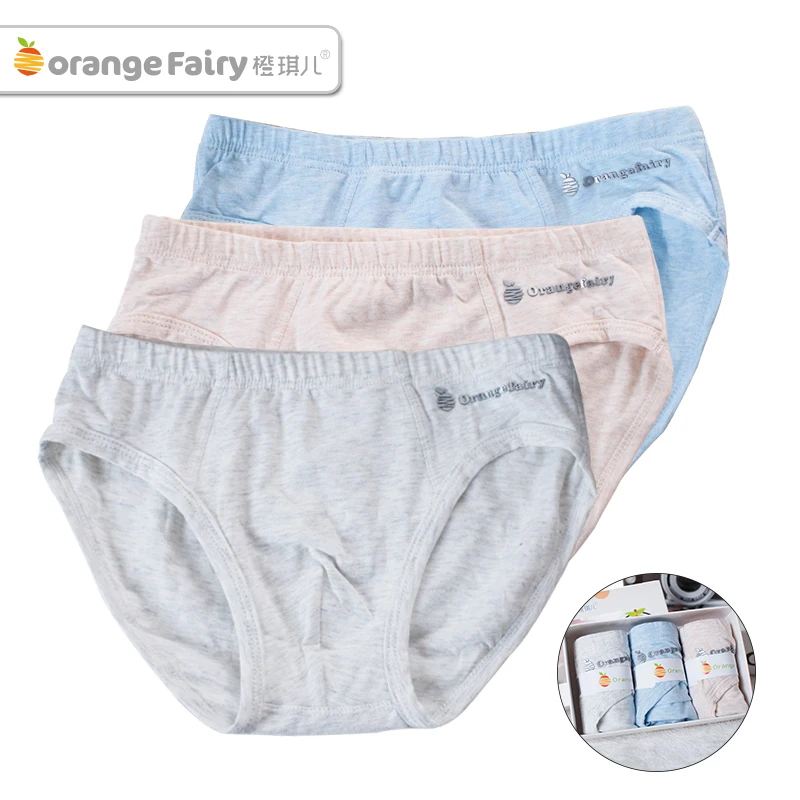 Teen Boy slip Underwear Boy puro cotone morbido slip mutande di qualità taglia 120-140 arancione pantaloni corti sani intimo ragazzo