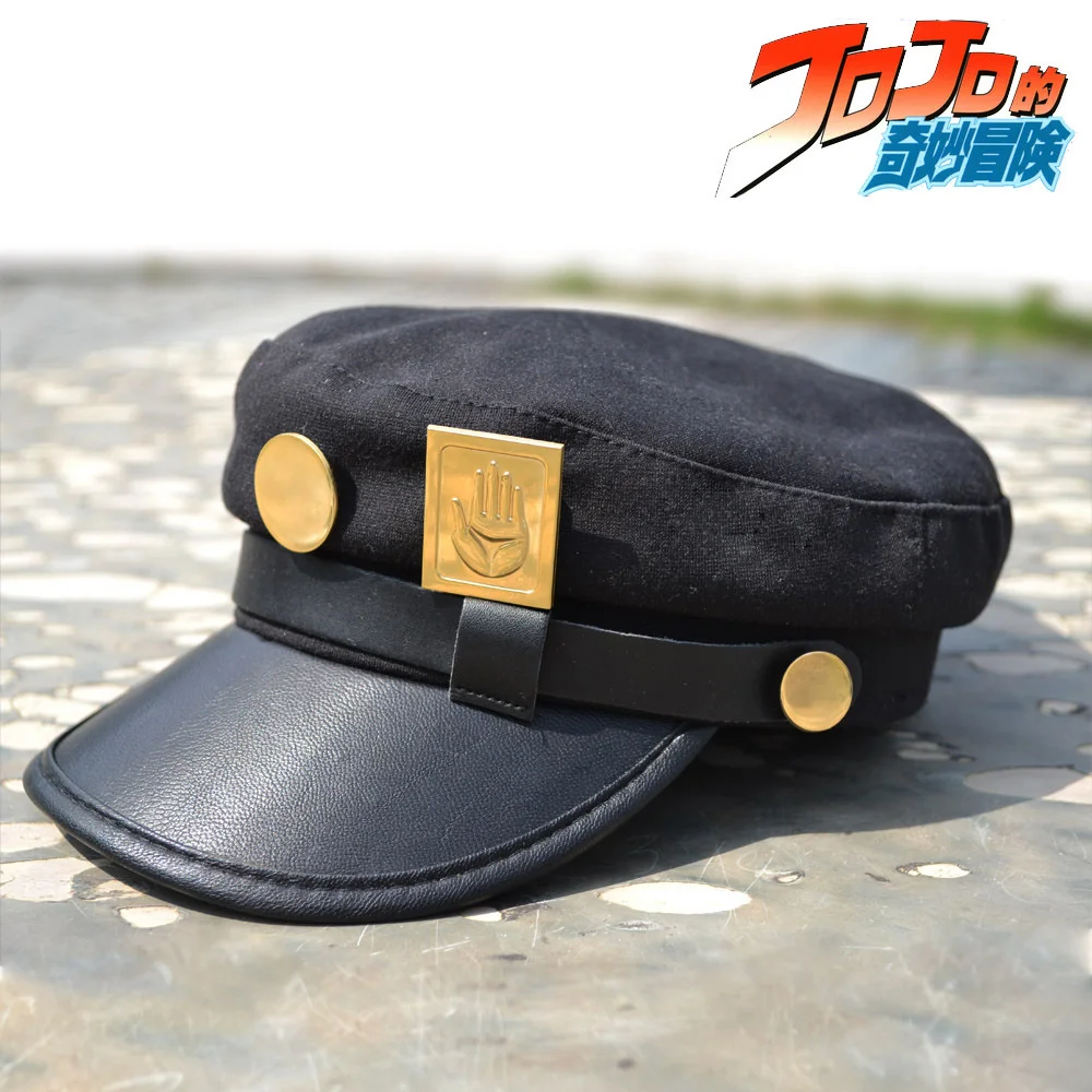 Anime jojo bizarre s bizarro aventura cosplay boné jotaro kujo joseph chapéu exército militar jojo bonés chapéus emblemas animação em torno de adereços