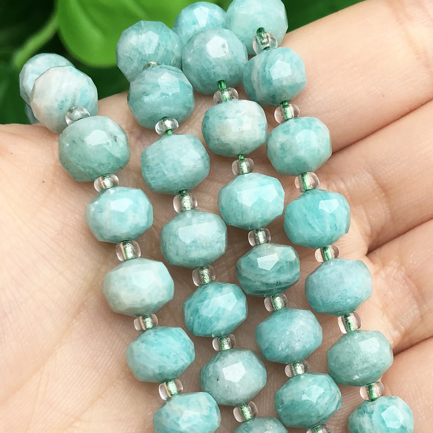 

Natural Amazonite Gem Stone Beads Column Shape Faceted Loose Beads for Jewelry Making DIY Bracelet Accessories 7.5''inches