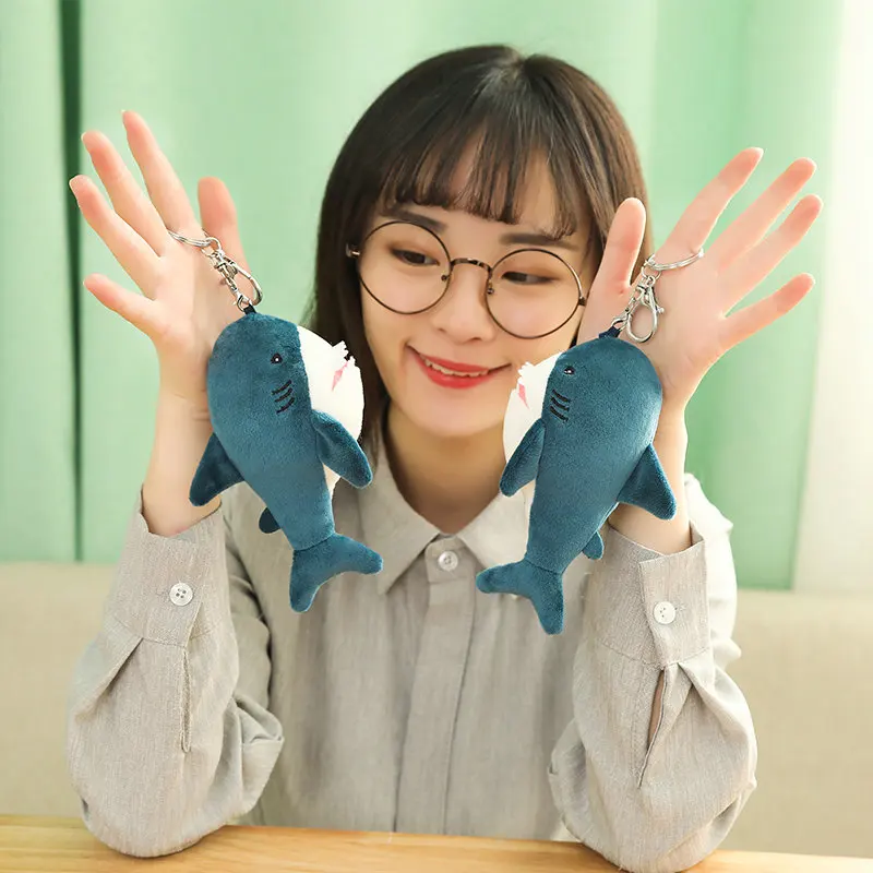 Soft Simulation Cute Shark Plush Toys Kawaii Stuffed Lovely Animal Bag Small Pendant for Birthday Gifts