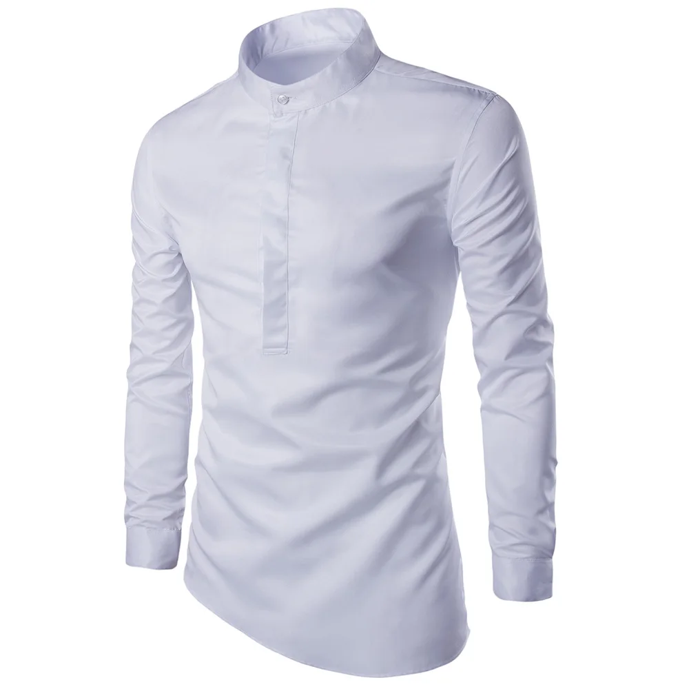 

Spring and Autumn New Style Men's Long Sleeve Shirts with Slanting Bottom Men Shirt