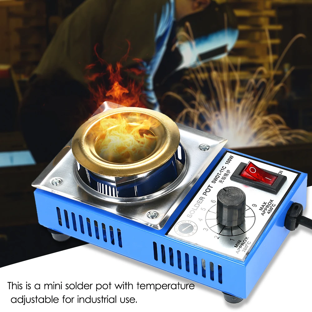 220V Soldering Pot Tin Melting Furnace Thermoregulation Soldering Desoldering Bath 100/80/50/38mm 200~450 Centigrade EU Plug