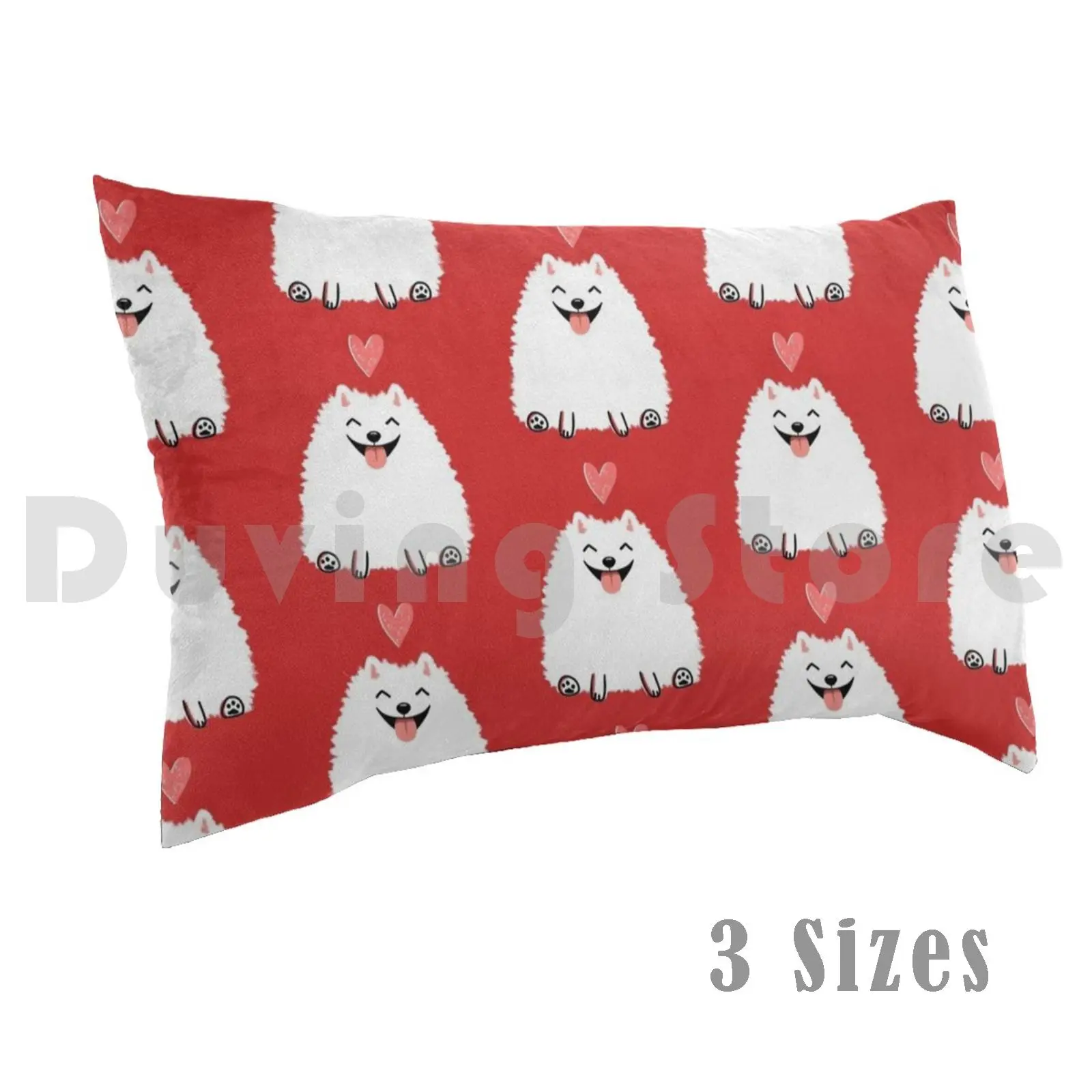 Fluffy White Pomeranian With Valentine Heart | Cute Cartoon Dog Pillow Case 20*30 Inch Pomeranian Pom