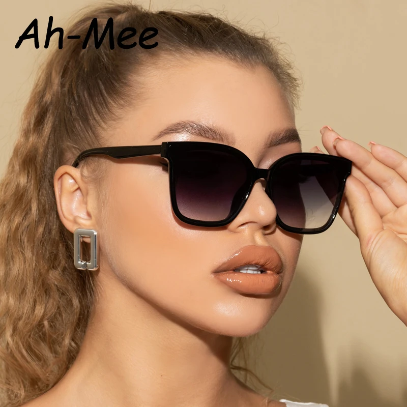 Oversize Sunglasses Retro Gradient Square Lens Big Frame Sun Glasses For Women Cateye Black Gafas Shade Vintage Eyewear UV400