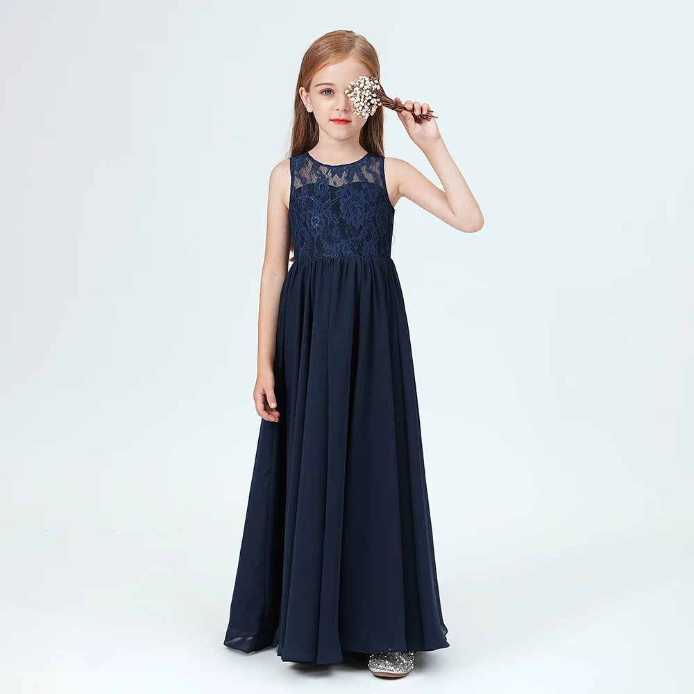 Robe de Demoiselle d'Honneur en Mousseline de Soie pour Enfant, Tenue de Soirée, d'Anniversaire, de Banquet, de Cérémonie de Mariage, de Concours