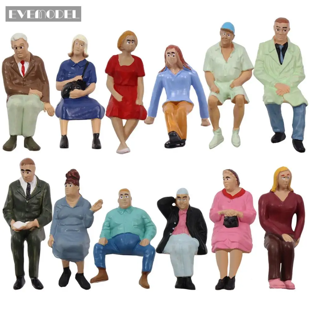 12pcs/24pcs G scale Model Figures 1:22.5-1:25 All Seated  Painted People Model Railway P2513