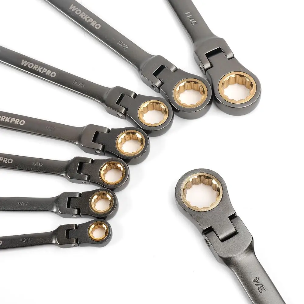 WORKPRO 8 Chiếc Cờ Lê Flex-Đầu Siết Kết Hợp Bộ Cờ Lê Vòng Miệng Hệ Mét/SAE Dụng Cụ Sửa Chữa Gia