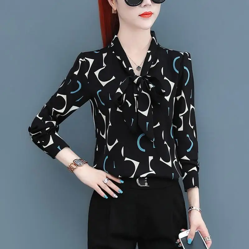 Chiffon Shirt  New Annals Dress In 2022 Foreign Style Fashion Undies Women's Long Sleeve Top Spring And Autumn Blouse Gir