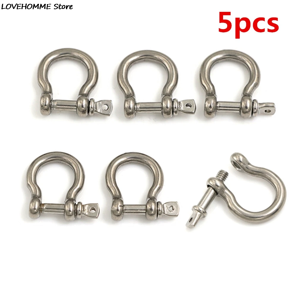 5Pcs M4 Silver 304 Stainless Steel Rustproof Screw Pin Anchor Bow Shackle Clevis European Style