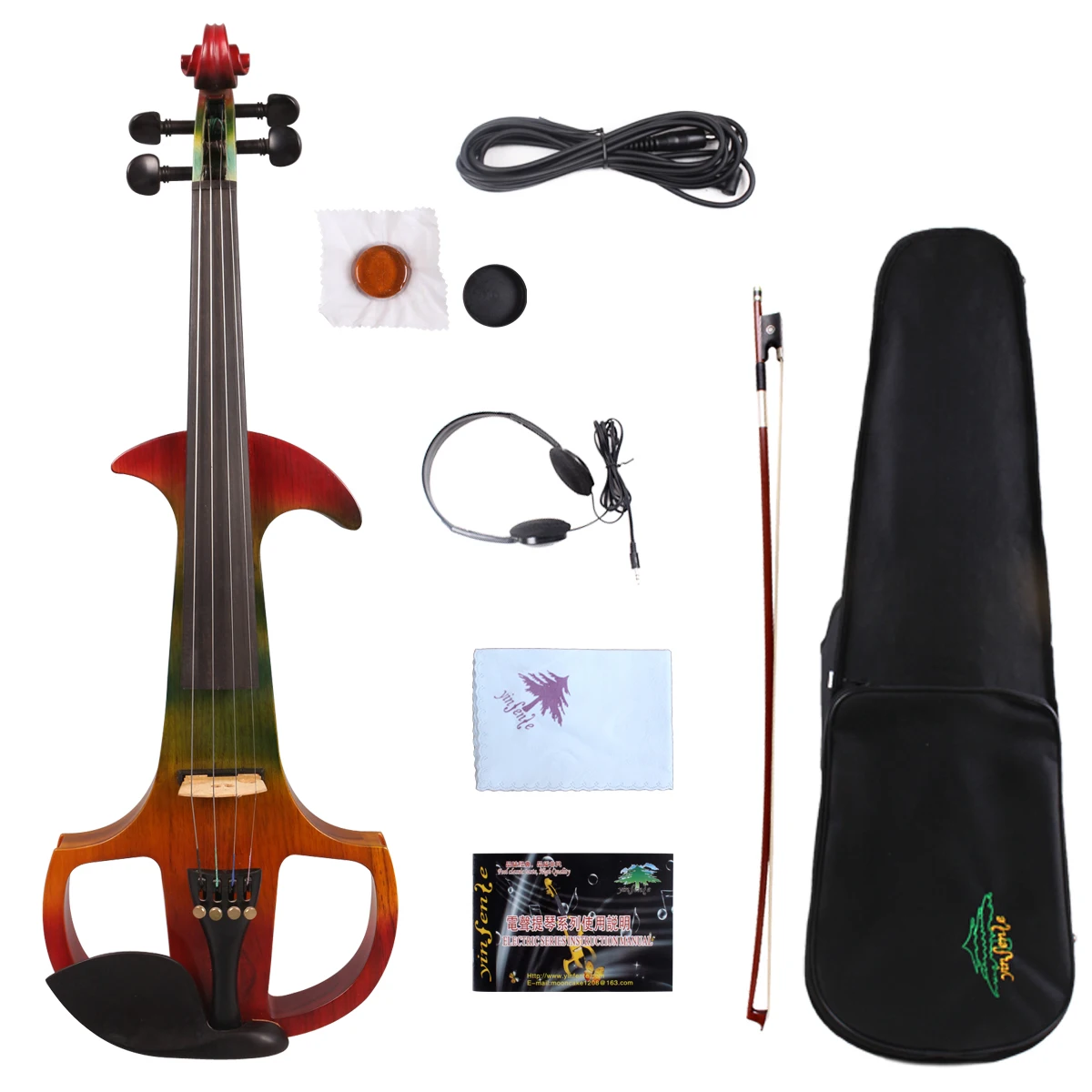 

Yinfente Electric Silent Violin 4/4 Hand-made Wooden Body Sweet Sound Free Case Bow Rosin#EV7