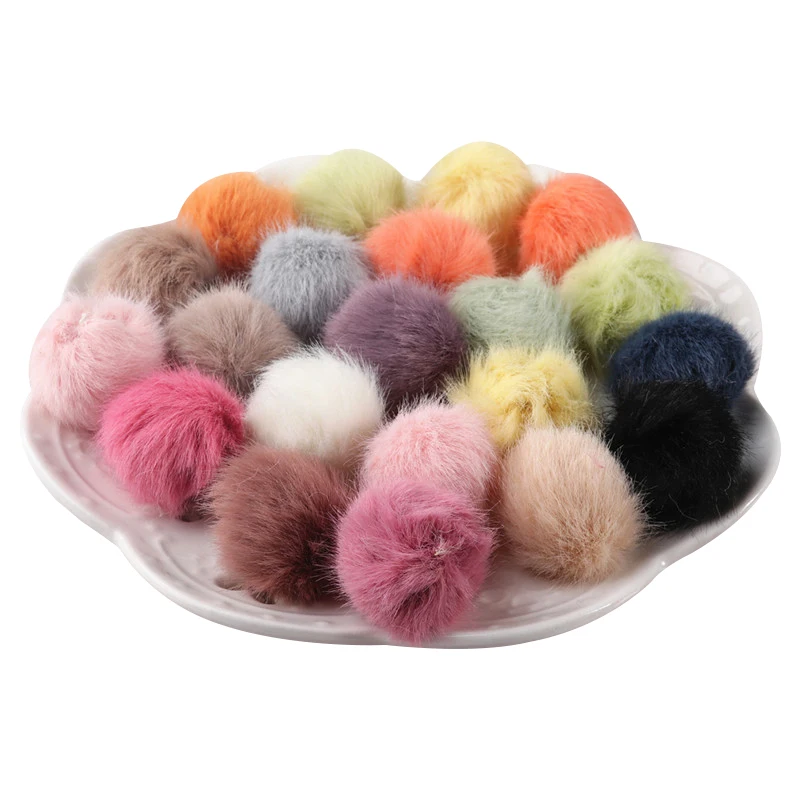 50Pcs 2.5cm Imitation Mink Hair Plush Balls DIY Craft Supplies Earrings Pendant Embellishments Hair Accessories Pompoms Material