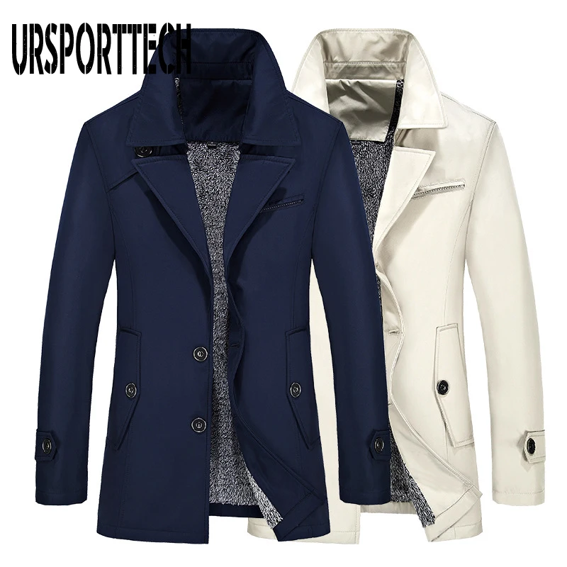 New Autumn Winter Trench Coat Men Blazer Design Business Casual Suit Jacket Thick Warm Windbreaker Men Overcoat Plus Size M-8XL