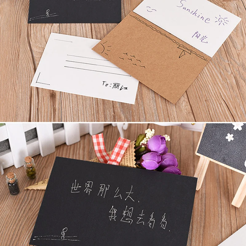 20 Sheets/Set DIY Blank Postcard Black White Kraft Paper Cards Memo Pads Scarpbooking Graffiti Greeting Card Gifts Stationery