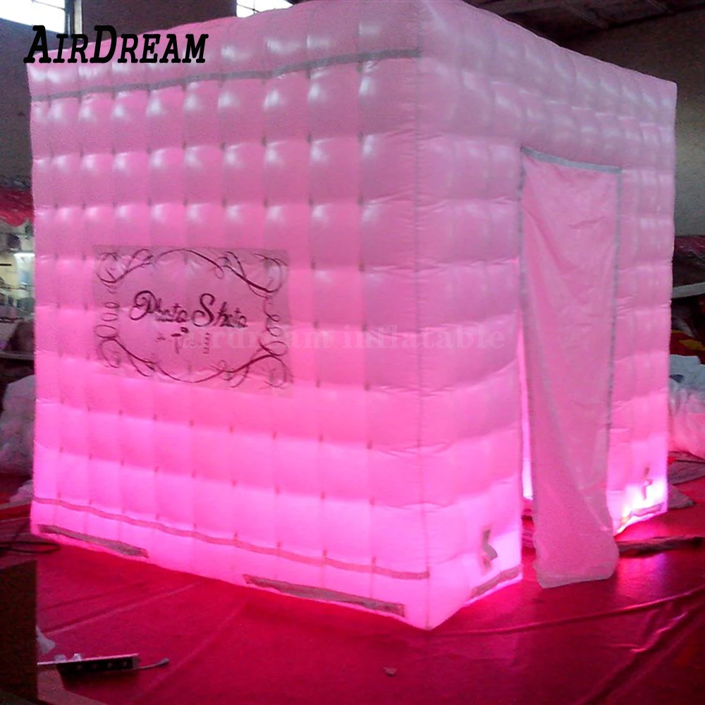 คุณภาพสูง Inflatable Photo Booth Cube เต็นท์ PhotoBooth ห้อง Kiosk แบบพกพา,ขนาดที่กำหนดเองและโลโก้ LED