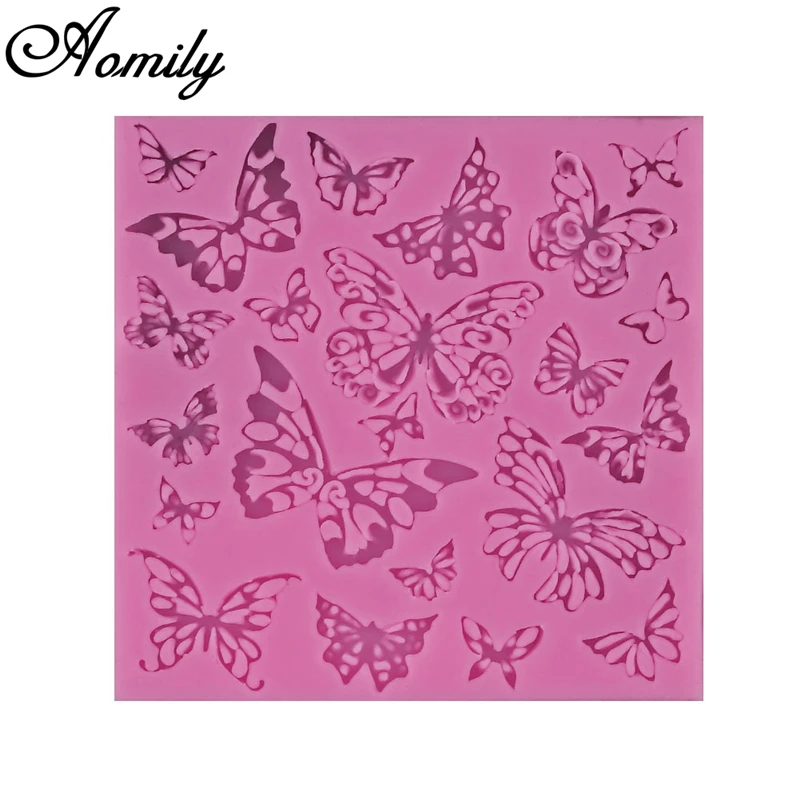 Aomily DIY Silicone Butterflies Lace Mat Pad Lace Cake Fondant Mold Butterfly Mousse Cake Kitchen Baking Decorating Bakeware