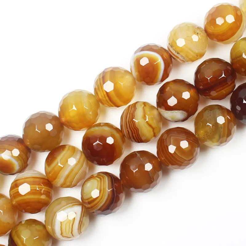 Natural Faceted Amber Yellow Stripe Agate 6-16mm 15inch per strand, For DIY Necklace Bracelat Jewelry Making !