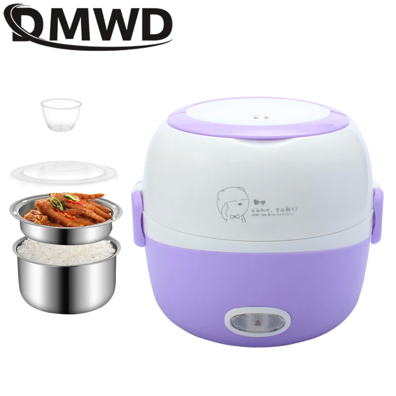 110V/220V Rice Cooker 2 Layers Insulation Heating Electric Lunch Box Portable Meal Steamer Multifunction Food Container Warmer