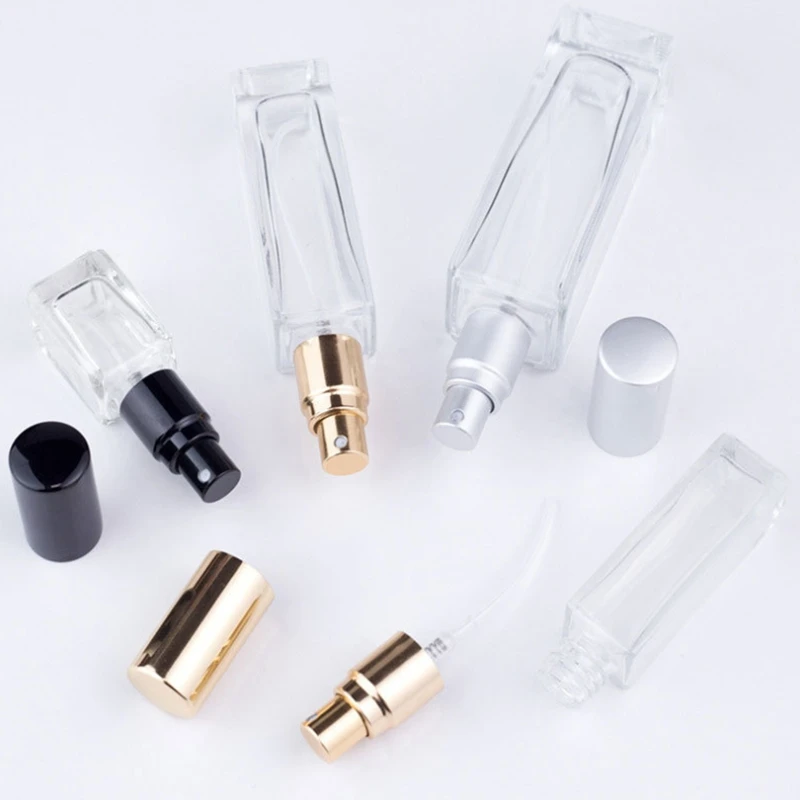 

100pcs 3ml 6ml 10ml 20ml Clear Glass Perfume Spray Bottles Empty Cosmetic Containers with Atomizer Gold Silver Cap Bottles