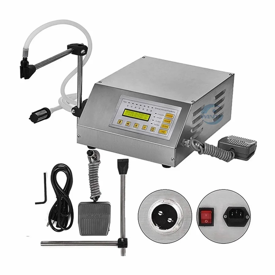 GFK-160 آلة تعبئة الزجاجات السائلة شبه الأوتوماتيكية 2-3500 مل التحكم الرقمي شرب عصير E-السائل العطور دواسة الزيت حشو