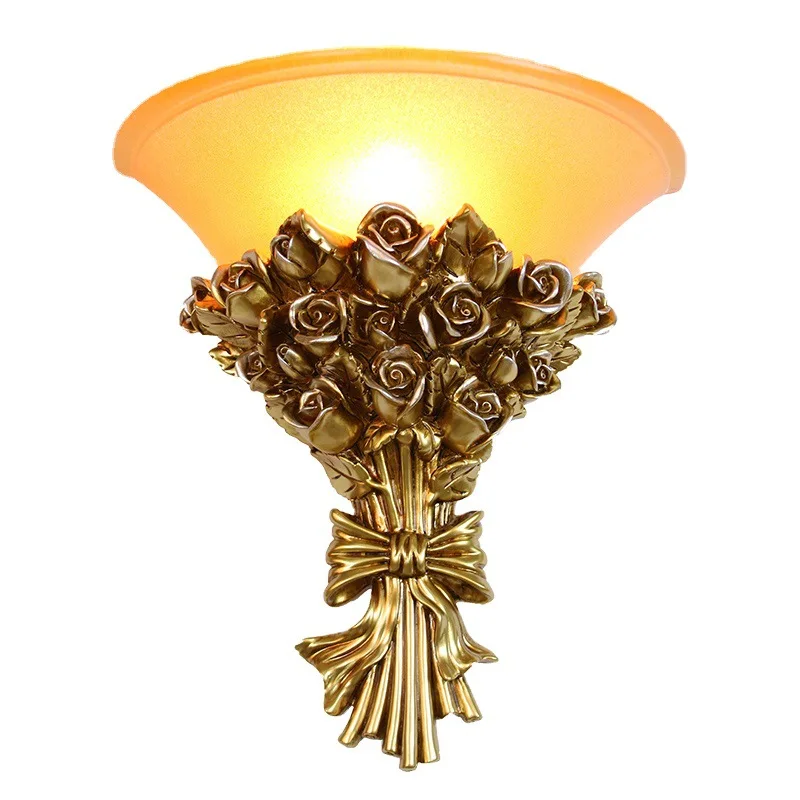 

Rose Flower Wall Lamp Gold Mirror Light Wall Sconce for Dinning Room Bedside Decor Nordic Modern Led Lighting Fixtures Luminaire