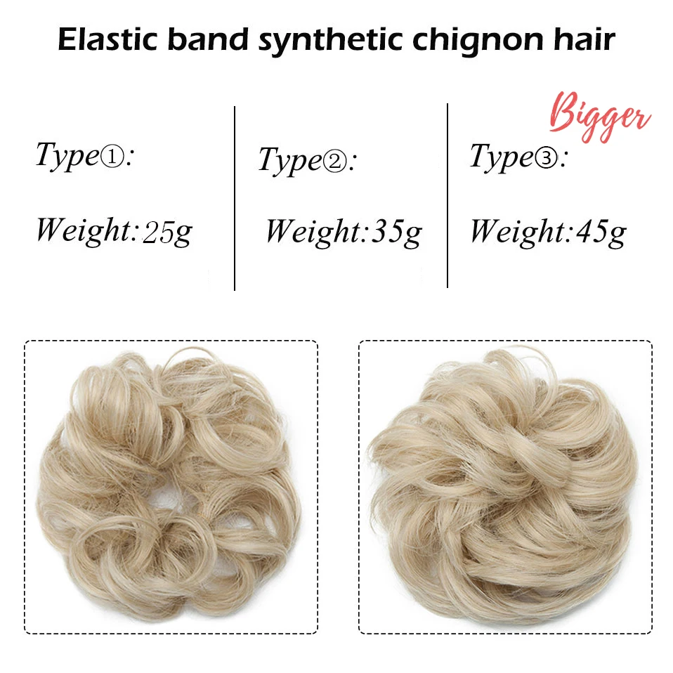 Mulheres de cabelo sintético chignon cabelo elástico bun wrap no messy bun rabo de cavalo curly scrunchy chignon para mulher 35 cor