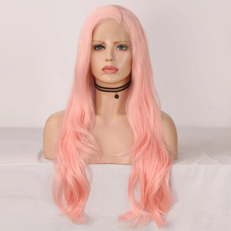 Charisma Long Body Wave Synthetic Lace Front Wig Side Part Pink Wig Soft Wigs For Black Women Cosplay Wigs