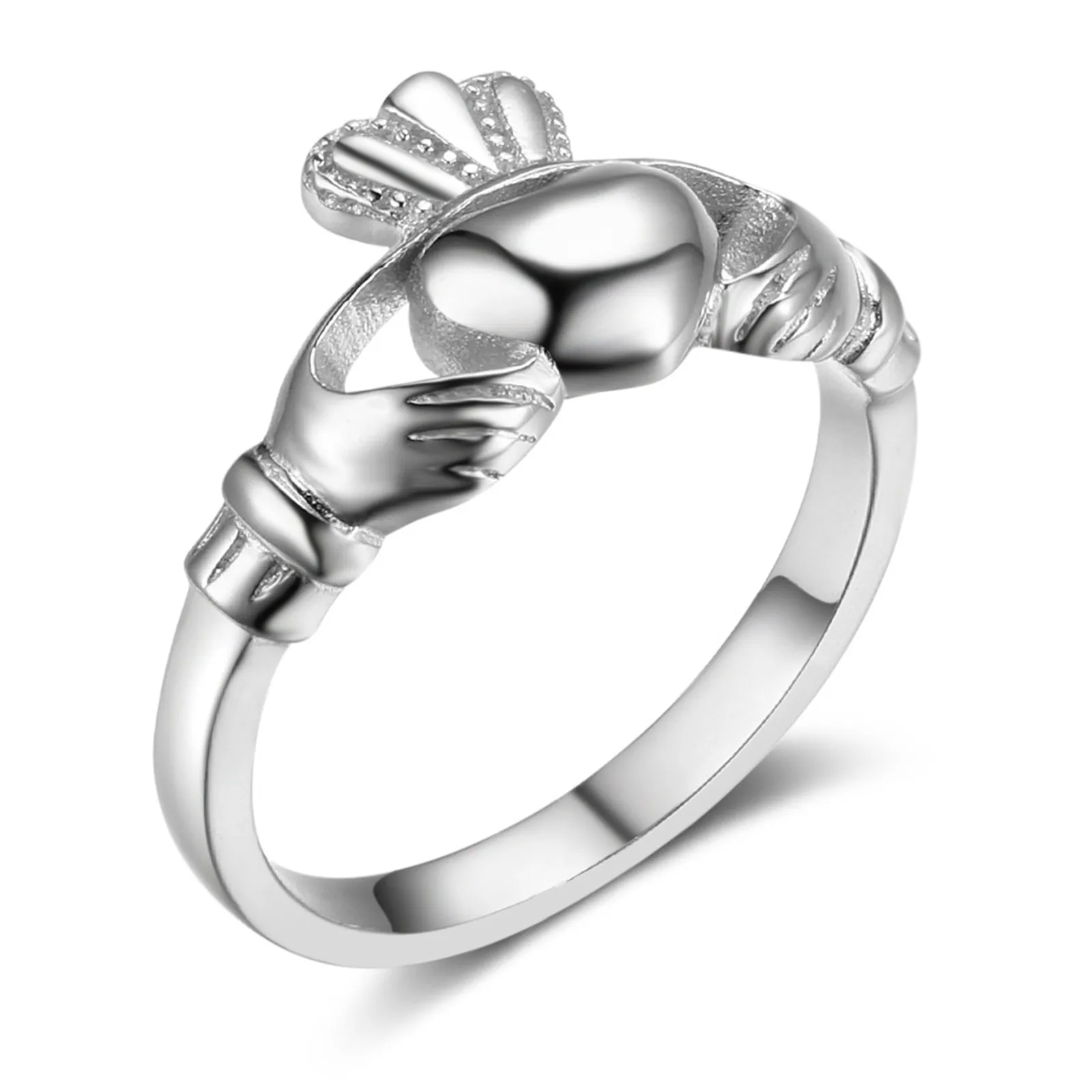 Irish Claddagh Ring 925 Silver for Women Promise Wedding Hands Heart Crown Ireland Style Classic Design Romantic Jewelry